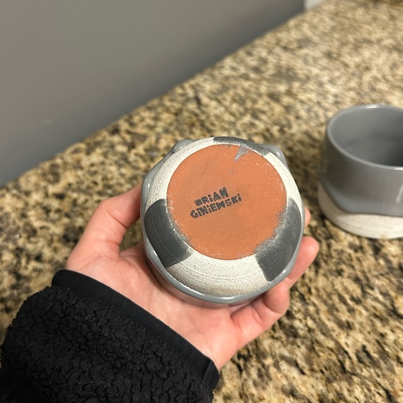 Drippy Pots Bundle of 6 Ceramic Drippy Glazed Cups / Mugs in Powder Blue & Grey - Picture 12 of 14